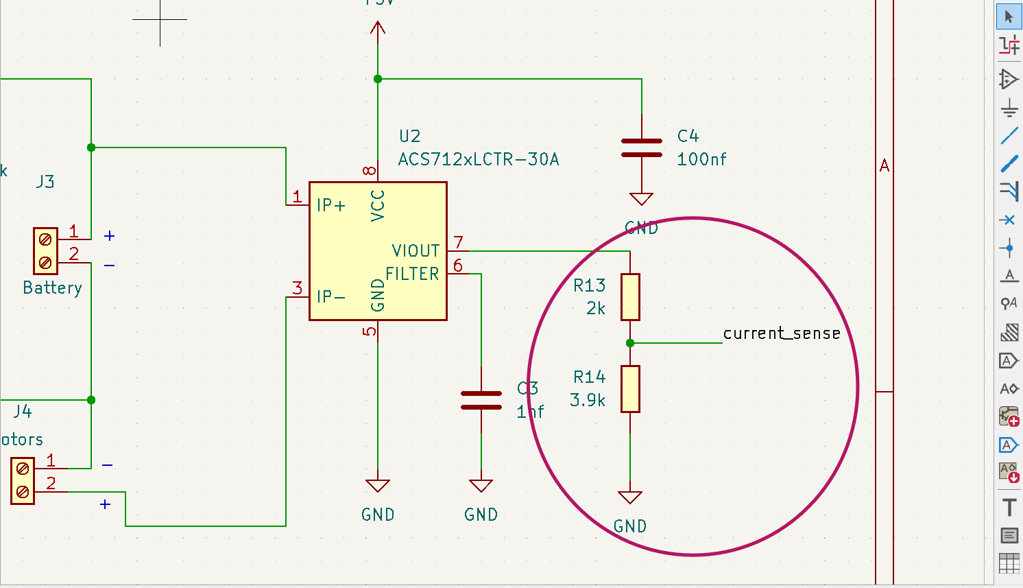 Voltage divider solution for current sensor